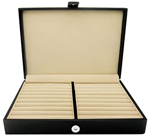 HONEY BEAR Kunstleder Herren/Damen Schmuckbox Schmuckkästen für Krawattennadel Manschettenknöpfe Schwarz,MEHRWEG