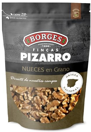 Borges - Nueces en Grano Finca Pizarro Borges - Producto de España - Alto contenido en Omega 3 - Ricas en Antioxidantes - Frutos Secos sin Gluten - Paquete de 130 gramos