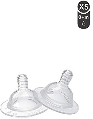 Twistshake Baby Anti-Kolik-Sauger – 2er-Set | XS-Größe – 0 Monate+ | Babyflaschensauger mit brustähnlicher Struktur | Weicher Silikon-Babysauger | BPA-freier Milchsauger für Säuglinge | Transparent