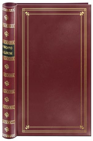 Spiral Bound Photo Album 300 Bi-Directional Memo Pockets Hold 4x6 Photos, Burgundy