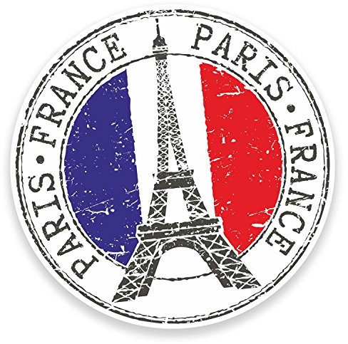 2 x Aufkleber, Motiv: Paris, Eiffelturm, Frankreich, Aufkleber, Auto-/Laptop-Aufkleber, Gepäckaufkleber # 9271, 10 x 10 cm (B x H)