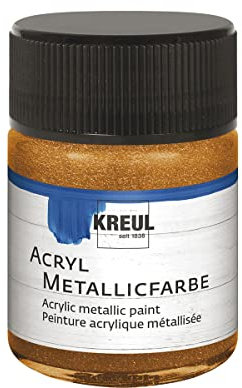 Kreul 77583 - Pintura acrílica metálica, 50 ml, cristal en bronce dorado, glamurosa pintura acrílica con efecto metálico a base de agua, cremosa opacidad, secado rápido y resistente al agua