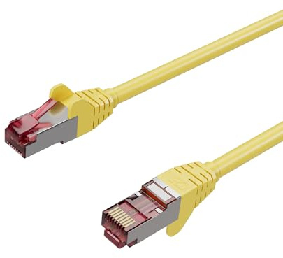 Kabelbude.eu Netzwerkkabel Ethernet LAN Patchkabel Cat 6A S/FTP PIMF GHMT Halogenfrei RJ45 Gelb 2m