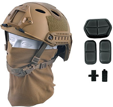 LOOGU Airsoft Helm Typ Fast PJ Taktischer Helm Militär Ops Core Schutzhelm mit Kopftuch Sturzhelm für Freizeit Outdoor Paintball Tactical Top Helmet