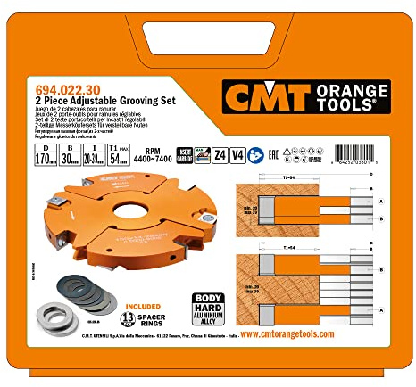 CMT ORANGE TOOLS 694.022.30-2-TEILIGES MESSERKOPFSET FÜR VERSTELLBARE NUTEN HM D=170X20-39X30