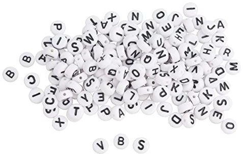 Rico Design Perlen-Buchstaben Set Rund 165 Stk. Kunststoff 7mm Weiß