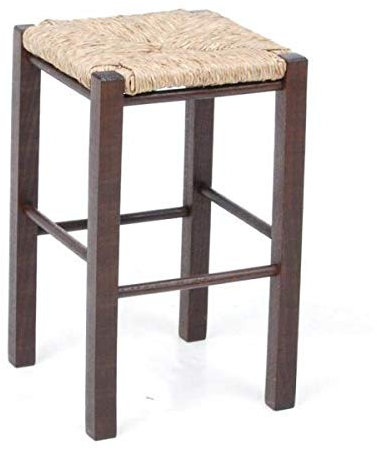Tabouret en bois, paille 50 cm