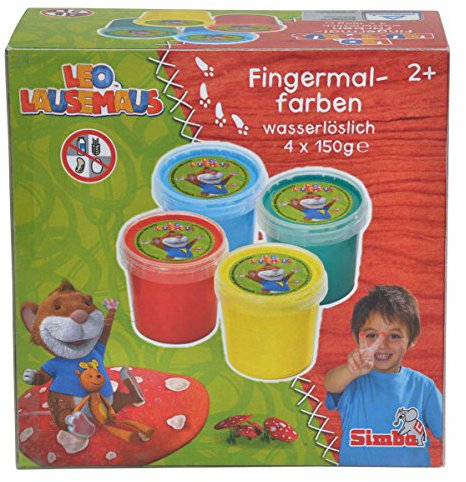 Simba 109225094 - Leo Lausemaus Fingermalfarben 4x150g