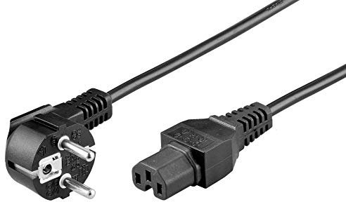 kab24® Warmgerätekabel Schutzkontaktstecker CEE 7/7 auf Warmgerätekupplung C15 (2m, schwarz Schutzkontaktstecker auf Warmgerätebuchse)