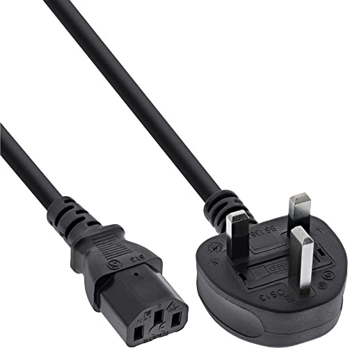 InLine 16652E Netzkabel, Netzstecker England auf Kaltgerätestecker C13, 1,8m