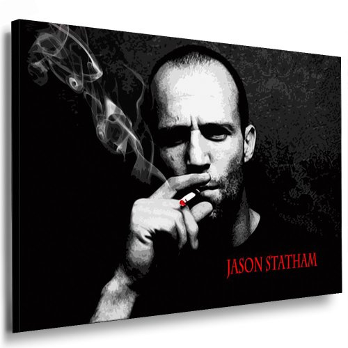 Fotoleinwand24 Bild auf Keilrahmen - Jason Statham AA0160 / Schwarz-Weiß / 40x30 cm