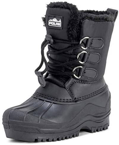 Enfants Unisexes Nylon Boue Neige Chaleureux Pluie Bottes De Fourrure - BLK39 - AYC0162
