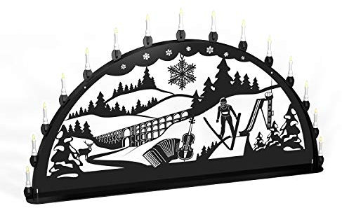 Außenschwibbogen Schwibbogen Lichterbogen Metall - Motiv: Vogtland - XL 1,2 Meter Breite Außen-Bereich schwarz * groß *