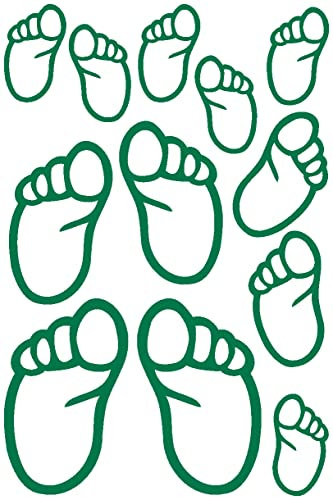 Samunshi® 12-teiliges Baby Füße Set Wandtattoo Kinderzimmer Babyzimmer 75x50cm grün