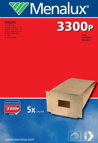 Menalux 3300 P Lot de 5 sacs en papier pour aspirateurs Philips et Karstadt