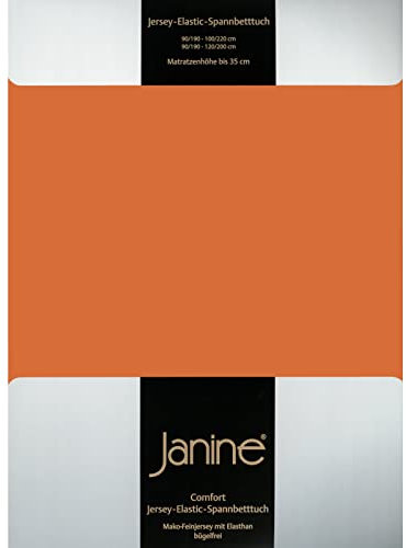 Janine Spannbettlaken Elastic - extra weiches und elastisches Spannbetttuch - für Matratzen 180x200cm bis 200x220cm rost-orange