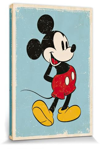 1art1 Micky Maus Poster Retro Bilder Leinwand-Bild Auf Keilrahmen | XXL-Wandbild Poster Kunstdruck Als Leinwandbild 120x80 cm