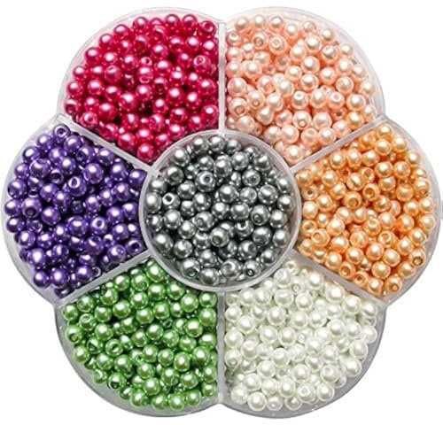 TOAOB Glass Pearl Beads Coloured 1050pcs 4mm Fake Pearls with Holes Round Loose Sew on Beads for Jewelry Making Bracelets Necklaces Hairs Crafts Decoration and Vase Filler