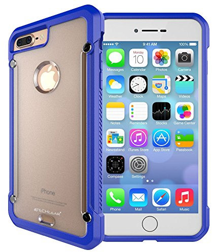 TECHGEAR iPhone 8 Plus, iPhone 7 Plus Case - [Fusion Armour] Premium Slim Hybrid Tough Rugged Protective Bumper Case Heavy Duty Protector Cover Compatible with Apple iPhone 8 Plus, 7 Plus, Blue