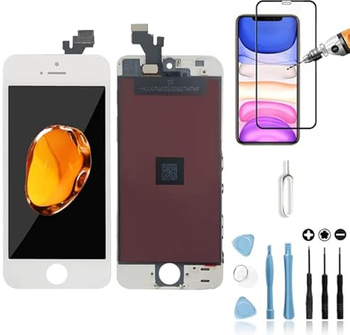 Mobilevie Ecran Compatible avec Iphone 5 Blanc : Vitre Tactile + LCD Retina assemblé sur châssis