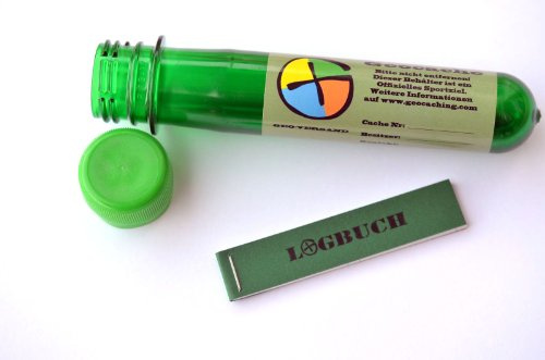 5 x pet log book – pen complete set geocaching cache den 13 cm green