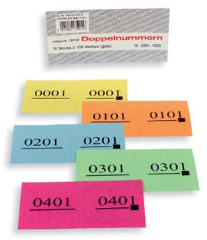 PARTY DISCOUNT ® Doppelnummern-Block 1000 Abrisse Nr 1001-2000 grün