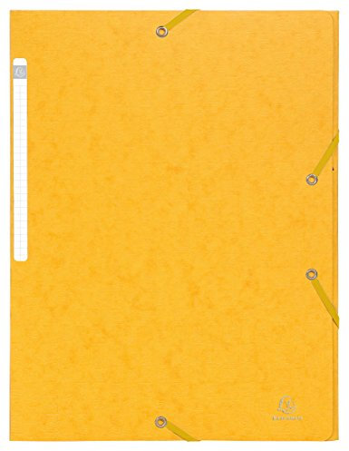 Exacompta 55759E 10er Pack Einschlagmappe Scotten aus Colorspan-Karton DIN A4 2 Gummizügen und 3 Klappen und Beschriftungsetikett gelb Sammelmappe Dokumentenmappe