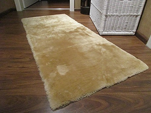 Reissner Lammfelle FP195 Echtes Schaffell rechteckiger Teppich Couchauflage Bettvorleger 195x60cm Camel