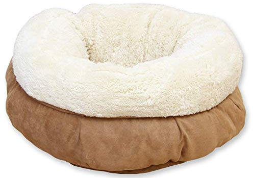 AFP AFPK02133 Katzenbett Lambswool Donut Bed, braun | Umweltfreundliches Polyfill, Unterseite aus Mikro-Wildleder zum Kuscheln