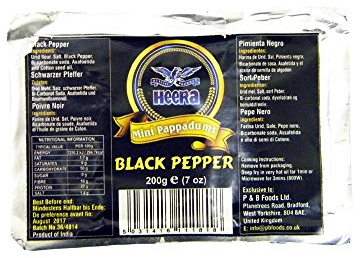 Heera - Mini Pappadums - Black Pepper Flavour - 200g x 2