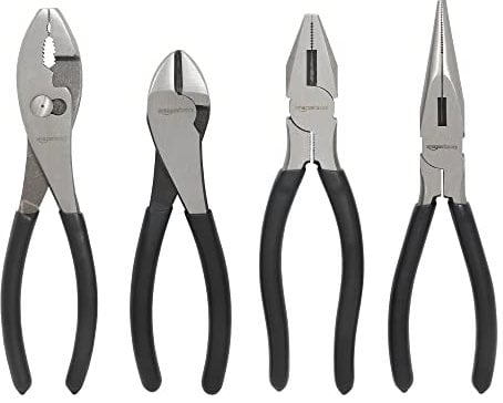 Amazon Basics Pinze con tronchese, 4 unità, Nero e Argento