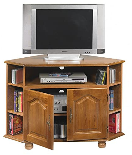 ACTUAL DIFFUSION Bretagne Meuble TV d'angle Chêne 2 Portes, Bois, 77,5x114x77 cm