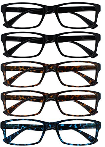 OPULIZE Die Lesebrille Unternehmen Wert 5er-Pack Herren Frauen Schwarz Braun Blau Designer Stil Leser RRRRR92-11223 +2,00