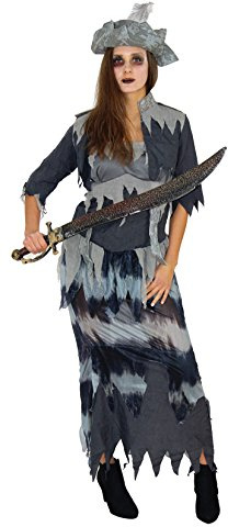 Foxxeo Langes Fetzen Geister Piraten Kostüm mit Piratenhut für Damen zu Fasching Karneval Halloween Kleid