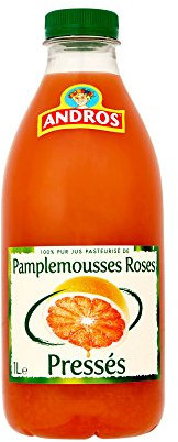 Andros Jus 100% Pur Pasteurisé de Pamplemousses Roses Pressés 1 L