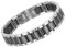Flongo Herren Gliederarmband aus Edelstahl Keramik Porzellan breit Armband Link Handgelenk Hematit Rechteckig Magnet Klassik schmuck für männer Silber Schwarz