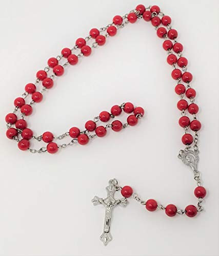 Red Glass Rosary Beads Stylish/Prayer Beads for Everyone by Sterling Effectz