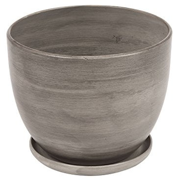 Keramik Keramiktopf Blumentopf Topf Übertopf D 215 mm Schale grau rund