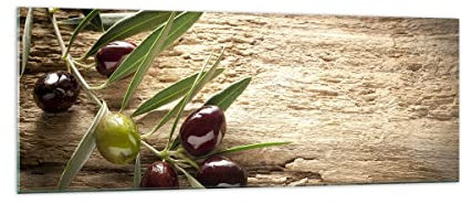 Panorama Bilder auf Glas Oliv italien aroma diät Glasbild 140x50cm Wandbilder Dekoration Wohnzimmer Schlafzimmer Küche Groß XXL Wanddeko Bild im Glas Wand Kunstdruck Art Modern GAB140x50-2420