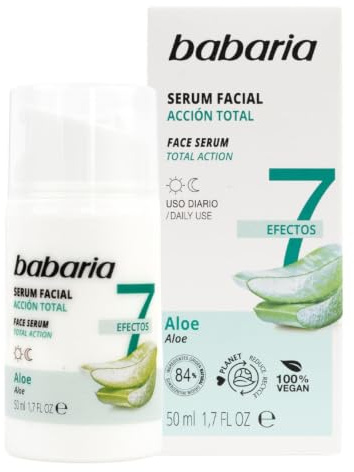 Babaria Aloe Vera Serum Gesicht | 7 Effekte mit Artemia-Extrakt | 50ml | Aloe Vera Serum mit Artemia-Extrakt, 7 Effekte für Anti-Aging
