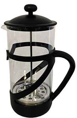 axentia Kaffeee- und Teebereiter in Schwarz, temperaturbeständige French Press mit Edelstahl-Brühsieb, Kaffeepresse aus Glas mit stabiler Kunststoffhalterung