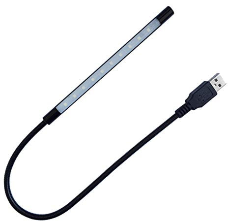 DZYDZR Portable USB Lampada LED Dimmerabile, USB 5V 1W Touch Switch Flessibile 10 LEDs Bianco Lampada per Computer Portatile PC (Nero)