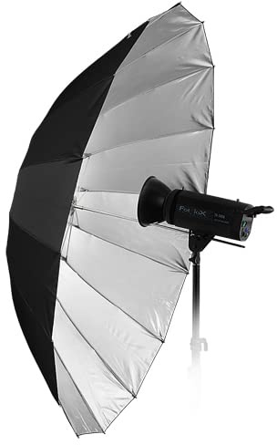 Fotodiox Pro Regenschirm, reflektierend, 16-Rib, 152,4 cm, Schwarz/Silber