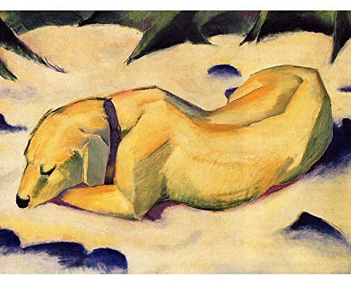 Wee Blue Coo Franz Marc White Dog Old Master Painting Art Print Poster Wall Decor Kunstdruck Poster Wand-Dekor-12X16 Zoll