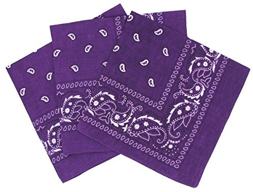 Set 3 bandanas paisley damen und herren dunkelviolett
