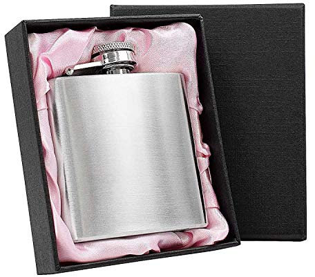 Personalised Engraved 3oz Hip Flask in Pink Satin Lined Gift Box