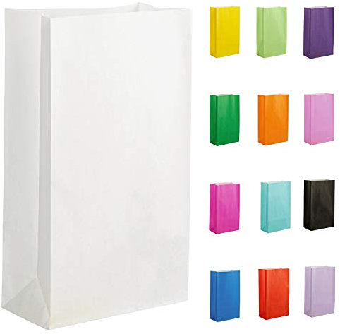 Thepaperbagstore 20 Weiß Partytüten aus Papier – 14x24.5x7cm - Bunte Geschenktüten aus Papier für Kinder- und Erwachsenenpartys, Geburtstage, Hochzeiten, Junggesellinnenabschiede und Süßigkeiten
