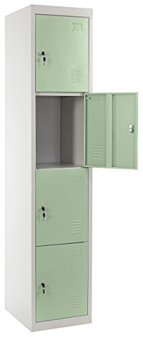 Mendler Schließfach Boston T163, Schließfachschrank Wertfachschrank Spind, Metall 180x38x45cm - grün