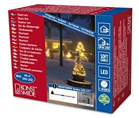 Konstsmide LED System Anschlusskabel für 350 Dioden/35 Meter, inkl. Feinsicherung t1.25 A (2 x Ersatzsicherung), 24V Außentrafo. 21 VA, schwarzes Soft-Kabel - 4605-007