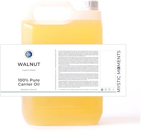 Mystic Moments | Walnut Carrier Oil | 5 Litres | Juglans regia oil gives a smooth, conditioning skin and hair feel for massage and cosmetic blends.